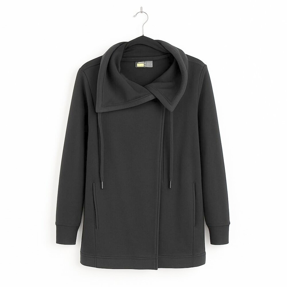 Zella Asymmetrical Neck Fleece Lined‎ Jacket Charcoal Gray Size Medium